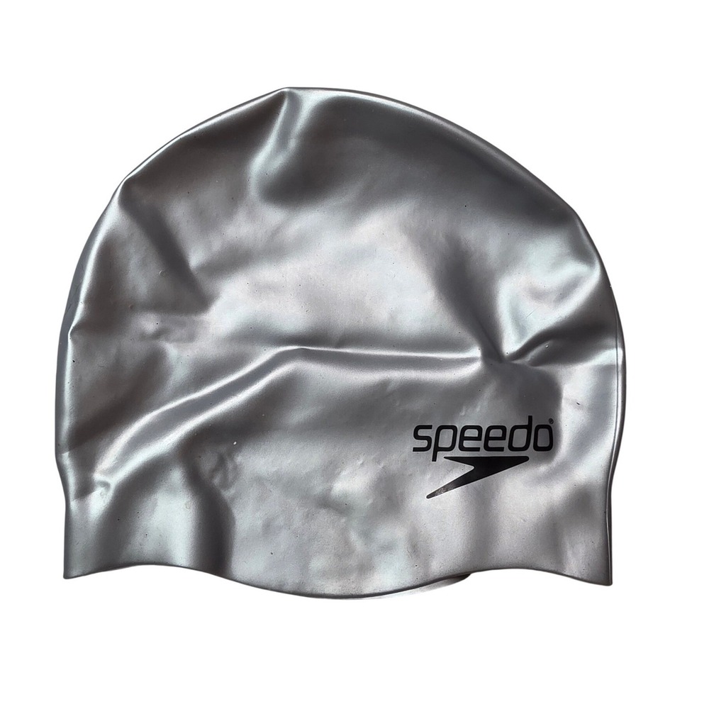 Speedo Silicone Swim Cap Silver Metallic Contoured Fit 751104 A5